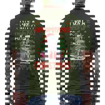 I Want A Hippopotamus For Christmas Xmas Hippo Lover Men's T-shirt Back Print | Mazezy