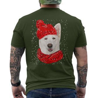 White German Shepherd Dog Scarf Christmas Sweater Xmas Pet Men's T-shirt Back Print | Mazezy