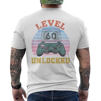 60 Años Cumpleaños Retro Juegos Controlador Nivel Desbloqueado Camiseta Hombre Estampado Espalda - Regaloses