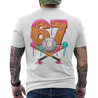 67 Ice Cream Drip Baseball Number 67 Player 67Th Birthday Men's T-shirt Back Print - Thegiftio UK