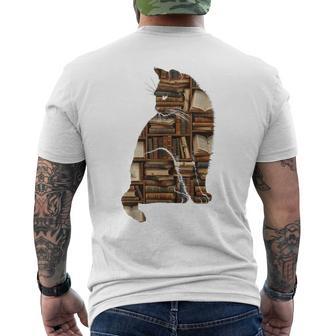Amoureux De Livresilhouette De Chat Lecture Et Amoureux Des Chats T-shirt imprimé au dos - Cadeauxyz
