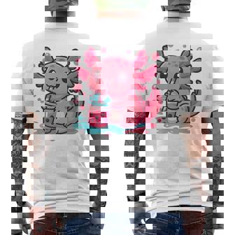 Axolotl With Boba Tea Colorful Cute Axolotl Graphic Men's T-shirt Back Print - Thegiftio