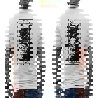 Black Cat Tarot Card Witchy Halloween Meme Men's T-shirt Back Print | Seseable FR