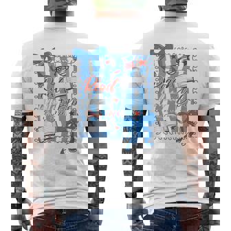 Bookish Red White And Blue Patriotic Read 4Th Of July Men's T-shirt Back Print | Seseable CA