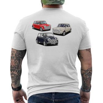 British Classic Cars Red White And Blue Mini Collection Men's T-shirt Back Print - Thegiftio UK