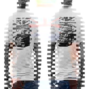 British Classic Sports Mini Car With Flag Men's T-shirt Back Print - Thegiftio