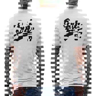 Bruh Baseball Style Number 67 Sports Bro Slang Meme Brother Men's T-shirt Back Print | Mazezy