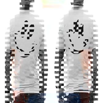 Cara Feliz Feliz Cara Áspera Boceto Emoticonos Cara Feliz Camiseta Hombre Estampado Espalda - Regaloses