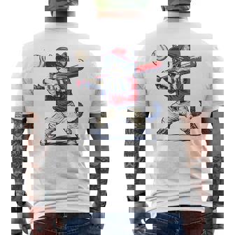 Cat Baseball Graphic Men's T-shirt Back Print - Monsterry