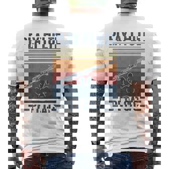 Cat Lover And Flute Player Pet Cats Play Flute Men's Back Print T-Shirt | Mazezy