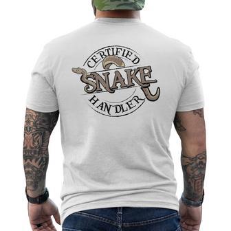Certified Snake Handler Snake Whisperer Snake Lover Men's T-shirt Back Print - Thegiftio UK