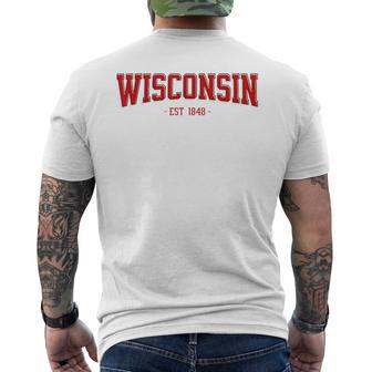 Classic Wisconsin Print Retro Varsity Vintage Wisconsin Men's T-shirt Back Print - Thegiftio