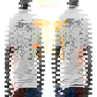 Cottagecore Aesthetic Wildflower And Mushroom Floral Women Men's T-shirt Back Print | Mazezy