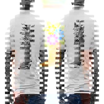 Cowboy Boot Flowers Raglan Baseball Tee Men's Back Print T-Shirt | Mazezy