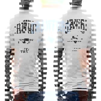 Crawford Texas Tx portifintage Bleu Marine T-shirt imprimé au dos - Cadeauxyz