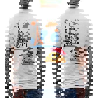 Croissant Enfant Paris France Avec Béret Hello In French Tower T-shirt imprimé au dos - Cadeauxyz