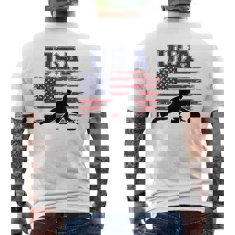 Curling Usa Team American Flag Winter Games Sport Boys Men's T-shirt Back Print - Monsterry