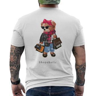 Cute Teddy Bear Shopaholic Fashionista Shopping Men's T-shirt Back Print | Seseable UK