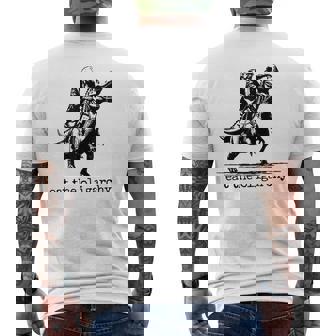 Eat The Oligarchy Bernie Sanders Riding A T-Rex Men's T-shirt Back Print | Seseable CA