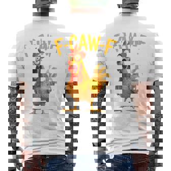 F-Caw-F Pun Chicken Rooster Cawing Grunge Men's T-shirt Back Print - Monsterry