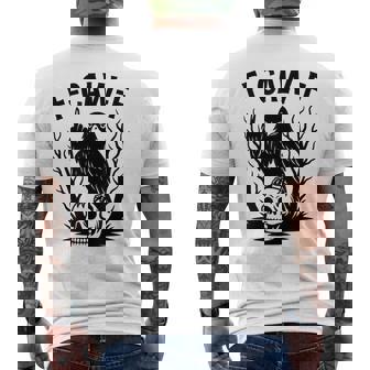 F Caw F Gothic Crow Middle Finger Skull Men's T-shirt Back Print - Thegiftio