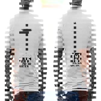 Faith Over Fear Small Cross Christian Minimalist Religious Men's T-shirt Back Print | Mazezy