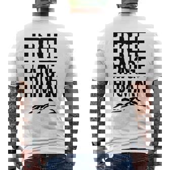 Free Range Human Hiking Camping Mountain Climbing Tshirt Men's Back Print T-Shirt | Mazezy