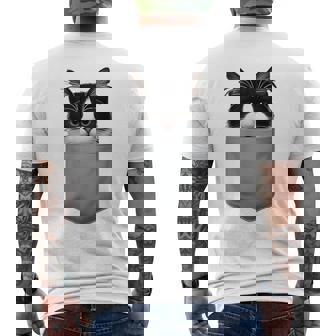 Cat Peeking In Pocket Cute Cat Lover For Dad Men's T-shirt Back Print | Seseable FR