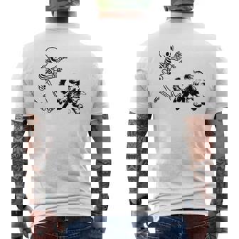 Doodle Running Skeleton Halloween Men's T-shirt Back Print - Monsterry