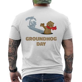 Happy Groundhog Day February 2Nd Meteorology Shadow Men's T-shirt Back Print - Thegiftio