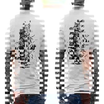 Outdoor Hiking Cat Backpacking Animals Men's T-shirt Back Print - Monsterry