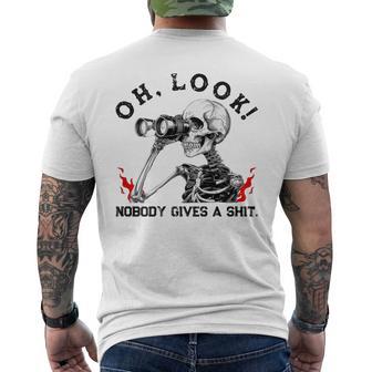 Skeleton Oh Look Nobody Gives A Shit On Back Men's T-shirt Back Print - Thegiftio UK
