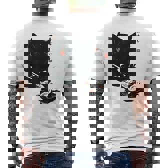 Gato Negro Comiendoushi Arte Japonés De Gato Camiseta Hombre Estampado Espalda - Regaloses