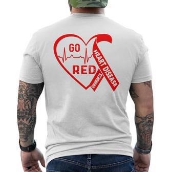 Go Red February American Heart Health Month Awareness Men's T-shirt Back Print | Mazezy