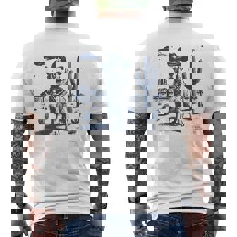 Golden Retriever Cowboy Ufo Golden Retriever Cowboy Hat Men's T-shirt Back Print - Monsterry