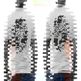 Gothic Spiderweb Floral Halloween Men's Back Print T-Shirt | Mazezy