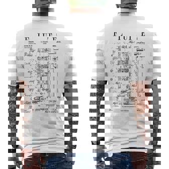 Grandio Vintage Patent Drawing Flute Vintage Patent Flutist Flautist Drawing Print Men's Back Print T-Shirt | Mazezy