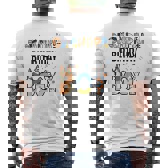 Grandpa Of The Birthday Boy Party Blue Dog Lover Matching Men's T-shirt Back Print | Seseable CA