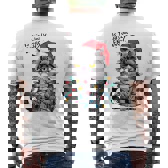 Grumpy Christmas Cat Jolly Enough Holiday Men's T-shirt Back Print | Mazezy