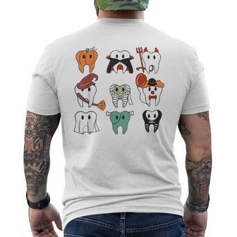 Happy Halloween Th Dental Pediatric Dentist Spooky Season Men's T-shirt Back Print - Thegiftio UK