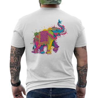 Happy Holi Elephant Colorful Festival Of Colors India Men's T-shirt Back Print - Monsterry