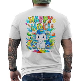 Happy Holi Festival India Color Elephant Hindu Toddler Boys Men's T-shirt Back Print | Mazezy