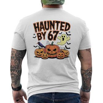 Haunted By 67 Ghost And Pumpkin Halloween Men's T-shirt Back Print - Thegiftio UK