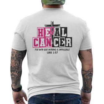 He Can Heal Cancer Pink Ribbon Breast Cancer Month Men's T-shirt Back Print - Thegiftio UK
