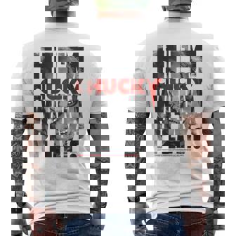 Hi I'm Chucky Wanna Play Chucky Halloween Men's T-shirt Back Print - Thegiftio