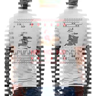 Ho Ho Ho Santa Riding Capybara Ugly Christmas Sweater Men's T-shirt Back Print - Thegiftio