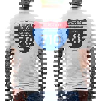 Interstate 710 California メンズTシャツ バックプリント - Kawaiitshirt
