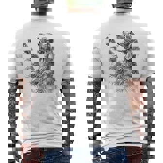 Irish Setter Raising Paw For Dog Owner Men's T-shirt Back Print - Monsterry