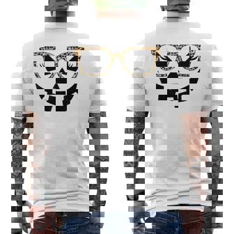 Jack O Lantern Face Pumpkin Halloween Leopard Print Glasses Men's T-shirt Back Print - Monsterry