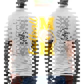 Leopard Royal Blue And Yellow High School Football Mom Men's Back Print T-Shirt | Mazezy